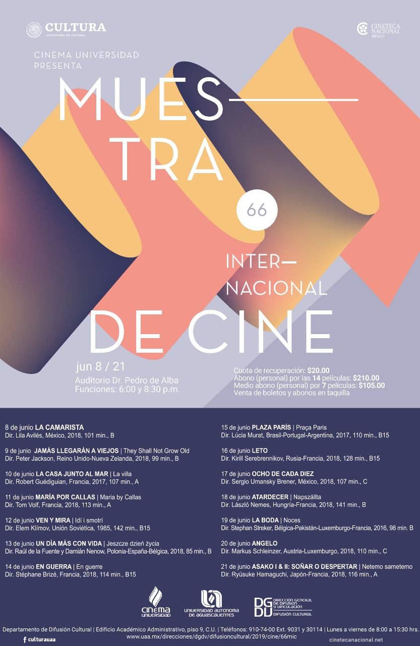 UAA recibe 66ª edición de la Muestra Internacional de Cine de la Cineteca Nacional