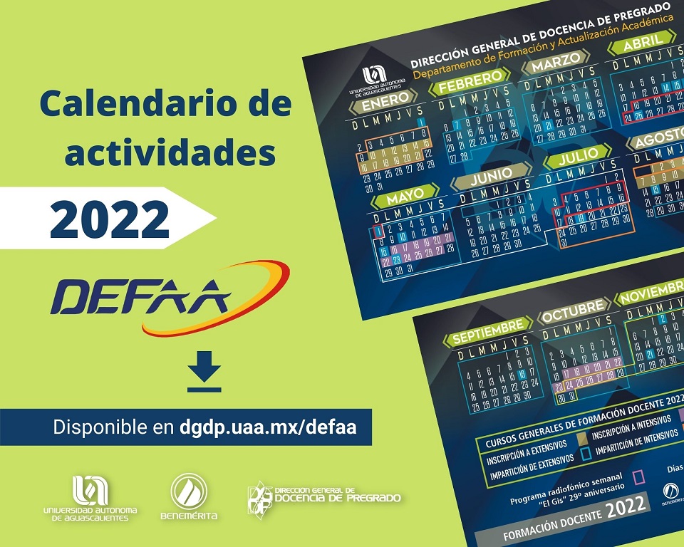 CALENDARIO DE ACTIVIDADES DEFAA 2022