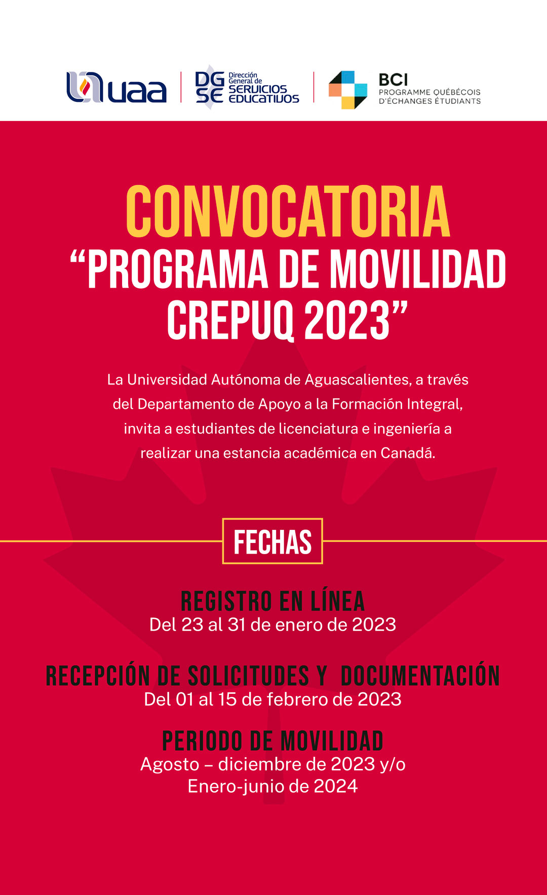 Convocatoria “Programa de movilidad CREPUQ 2023″
