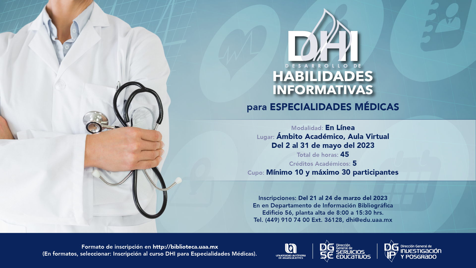 Inscripciones al curso en línea DHI para Especialidades Médicas