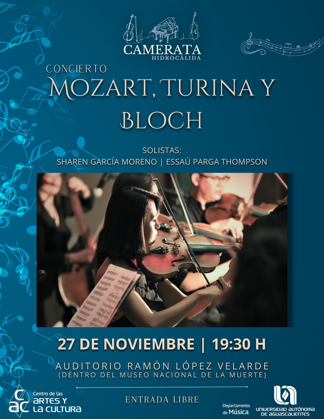 Concierto de Mozart, Turina y Bloch / Solistas: Sharen García y Essaú Parga