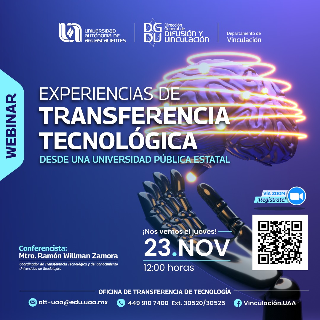 Webinar “Experiencias de Transferencia Tecnológica desde una Universidad Pública Estatal”