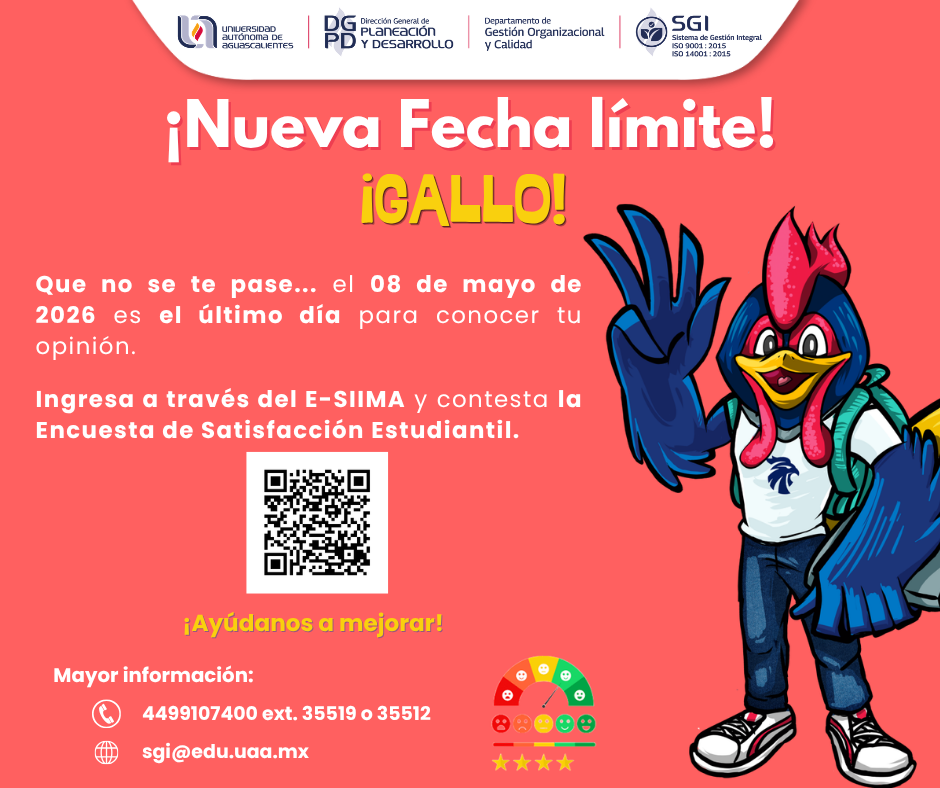 Encuesta de Satisfacción Estudiantil 2026 ¡Nueva fecha límite!