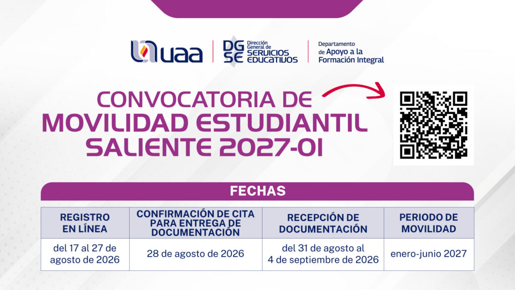 Convocatoria de Movilidad Saliente  para el semestre enero – junio 2027